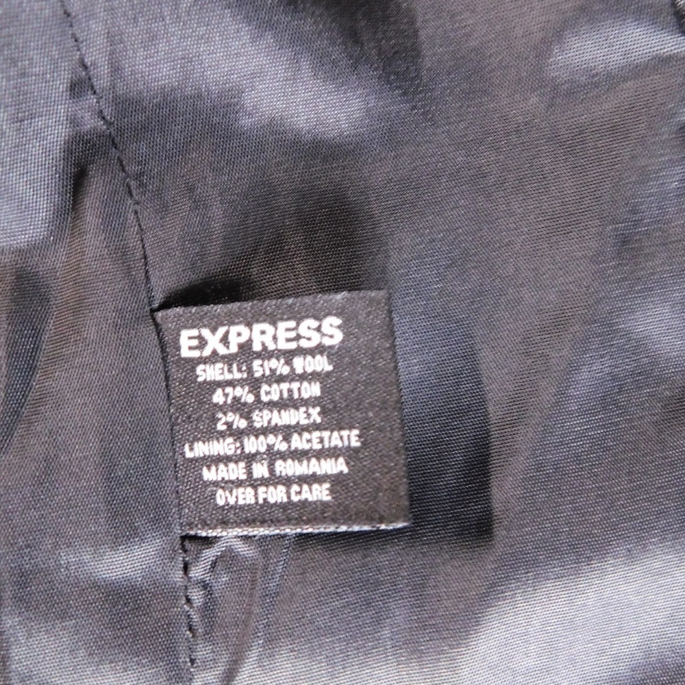 Express Stretch 3 Button Wool Blend Grey Stripe B… - image 7
